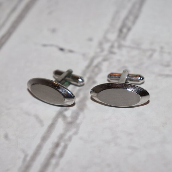Vintage silver Hickok oval cufflinks - Picture 3 of 5